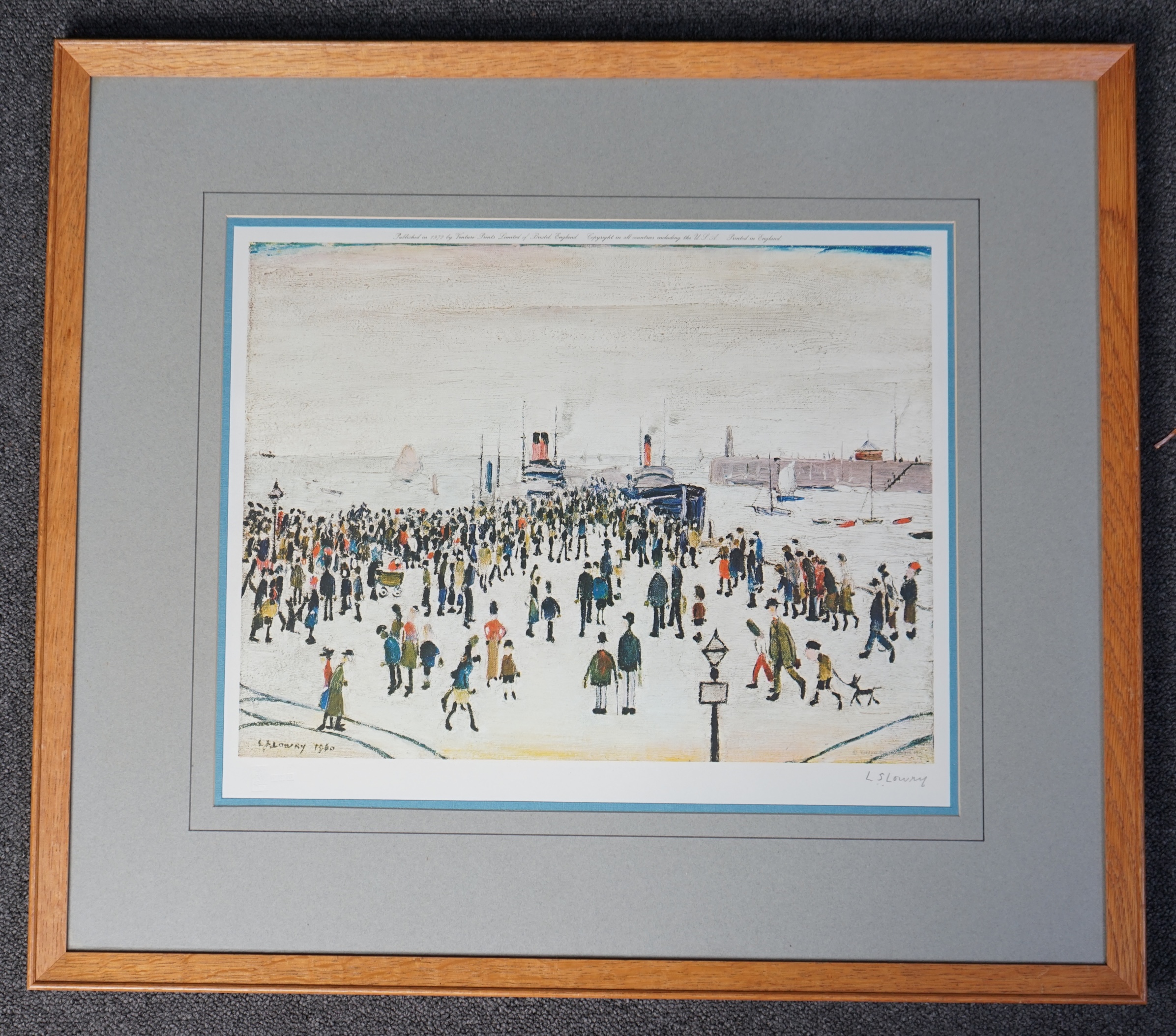 Laurence Stephen Lowry RA, RBA (1887-1976), Ferry boats, offset lithograph, 30.5 x 40.5cm